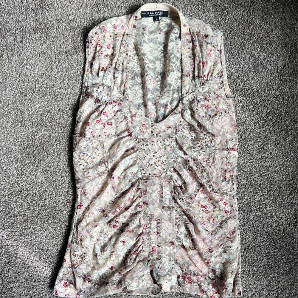 Vintage Y2K Rampage Clothing Floral Lace Blouse Top Size Large